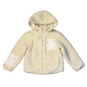 Cozy ZARA Kids Neutral Cream Sherpa Fleece Jacket White Hooded Zip-Up